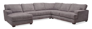 Sofa sectionnel de gauche Lavvish 4 pièces en chenille - gris tourterelle