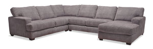 Sofa sectionnel de droite Lavvish 4 pièces en chenille - gris tourterelle