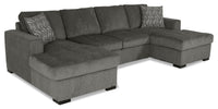  Sofa-lit sectionnel Legend 3 pièces en chenille avec deux fauteuils longs - étain