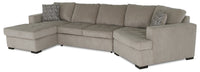  Sofa-lit sectionnel de droite Legend 3 pièces en chenille avec fauteuil enveloppant et fauteuil long - platine