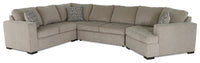  Sofa-lit sectionnel de droite Legend 4 pièces fabriqué au Canada en tissu de chenille avec fauteuil enveloppant - beige platine