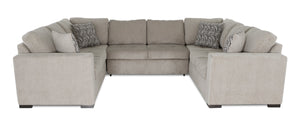 Sofa-lit sectionnel Legend 3 pièces fabriqué au Canada en tissu de chenille - beige platine