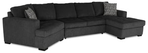 Sofa-lit sectionnel de gauche Legend 3 pièces en chenille avec fauteuil enveloppant et fauteuil long - poivre 