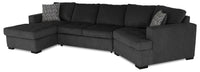  Sofa-lit sectionnel de droite Legend 3 pièces en chenille avec fauteuil enveloppant et fauteuil long - poivre