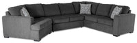  Sofa-lit sectionnel de gauche Legend 3 pièces en chenille avec fauteuil enveloppant - poivre