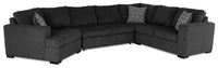  Sofa-lit sectionnel de gauche Legend 4 pièces en chenille avec fauteuil enveloppant - poivre