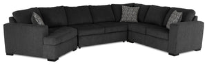 Sofa-lit sectionnel de gauche Legend 4 pièces fabriqué au Canada en tissu de chenille avec fauteuil enveloppant - gris poivre