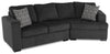 Sofa sectionnel de droite Legend 2 pièces en chenille avec fauteuil enveloppant - poivre