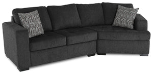 Sofa sectionnel de droite Legend 2 pièces fabriqué au Canada en tissu de chenille avec fauteuil enveloppant - gris poivre