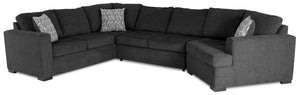 Sofa-lit sectionnel de droite Legend 3 pièces en chenille avec fauteuil enveloppant - poivre