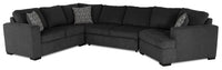  Sofa-lit sectionnel de droite Legend 4 pièces en chenille avec fauteuil enveloppant - poivre