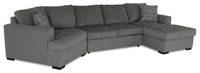  Sofa-lit sectionnel enveloppant de gauche Legend 3 pièces fabriqué au Canada en tissu de chenille avec fauteuil long - brun étain