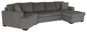 Sofa-lit sectionnel de gauche Legend 3 pièces en chenille avec fauteuil enveloppant et fauteuil long - étain