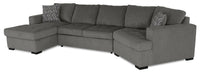  Sofa-lit sectionnel de droite Legend 3 pièces en chenille avec fauteuil enveloppant et fauteuil long - étain