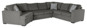 Sofa-lit sectionnel de gauche Legend 3 pièces fabriqué au Canada en tissu de chenille avec fauteuil enveloppant - brun étain