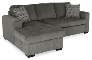 Sofa-lit sectionnel de gauche Legend 2 pièces fabriqué au Canada en tissu de chenille avec fauteuil long de rangement - brun étain