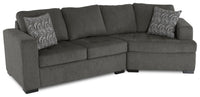  Sofa sectionnel de droite Legend 2 pièces fabriqué au Canada en tissu de chenille avec fauteuil enveloppant - brun étain