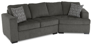 Sofa sectionnel de droite Legend 2 pièces en chenille avec fauteuil enveloppant - étain