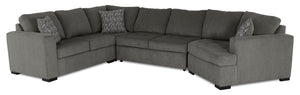 Sofa-lit sectionnel de droite Legend 3 pièces fabriqué au Canada en tissu de chenille avec fauteuil enveloppant - brun étain