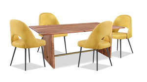 Ensemble de salle à manger Malta de Kort & Co. 5 pièces en acacia avec table de 79 po (L), 4 chaises Bay et fini doré - jaune