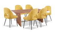  Ensemble de salle à manger Malta de Kort & Co. 7 pièces en acacia avec table de 79 po (L), 6 chaises Bay et fini doré - jaune