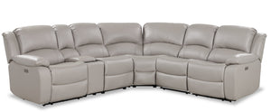 Sofa sectionnel inclinable Marcel 6 pièces en cuir véritable - gris