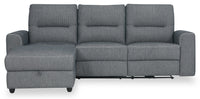  Sofa sectionnel de gauche à inclinaison électrique Meadow 2 pièces en tissu de chenille avec fauteuil long de rangement - gris anthracite