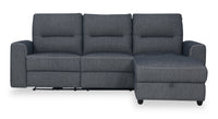  Sofa sectionnel de droite à inclinaison électrique Meadow 2 pièces en tissu de chenille gris anthracite avec fauteuil long de rangement