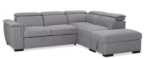 Sofa-lit sectionnel de droite Myst 3 pièces en tissu d'apparence lin - frêne