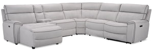 Sofa sectionnel de gauche à inclinaison électrique Newport 6 pièces en suédine - gris