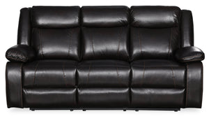 Sofa inclinable Nolan de 77,95 po en tissu d’apparence cuir - noir mûre