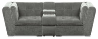  Causeuse modulaire Plaza de Scott Living 98 po en tissu gris avec console de rangement et 2 porte-gobelets