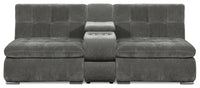  Sofa sectionnel modulaire Plaza de Scott Living 3 pièces en tissu avec console de rangement et 2 porte-gobelets - gris