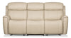 Sofa à inclinaison électrique Quincy de 83 po en cuir véritable beige avec bordure de clous décoratifs et ports USB