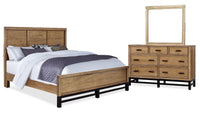  Ensemble de chambre à coucher Reno de Scott Living 5 pièces en bois avec lit, commode et miroir, brun naturel - format très grand lit