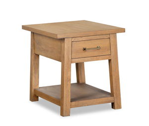 Table de bout moderne Rhett de 22 po avec rangement et tablette - chêne brun clair