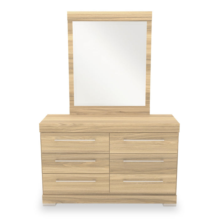 Ensemble de chambre à coucher Riley 5 pièces avec lit à panneaux, commode et miroir, fabriqué au Canada, naturel - format lit simple