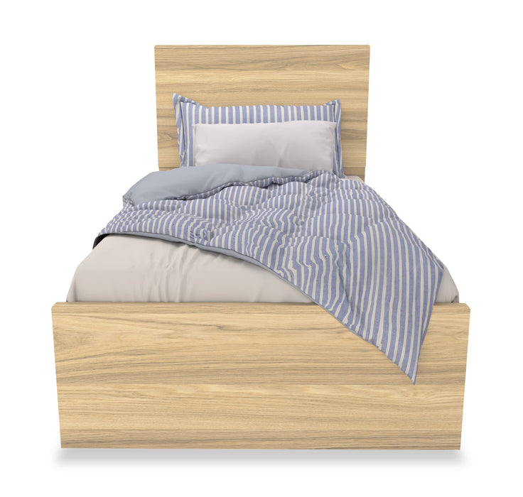 Ensemble de chambre à coucher Riley 5 pièces avec lit à panneaux, commode et miroir, fabriqué au Canada, naturel - format lit simple