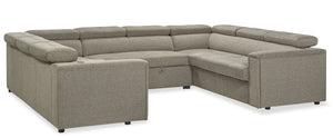 Sofa-lit sectionnel Savvy 3 pièces en tissu d’apparence lin avec deux sofas - gris
