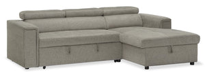 Sofa-lit sectionnel de droite Savvy 2 pièces en tissu d'apparence lin - gris