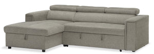 Sofa-lit sectionnel de gauche Savvy 2 pièces en tissu d'apparence lin - gris