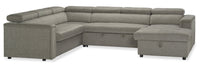  Sofa-lit sectionnel de droite Savvy 3 pièces en tissu d'apparence lin - gris