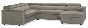 Sofa-lit sectionnel de droite Savvy 3 pièces en tissu d'apparence lin - gris 
