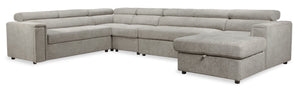 Sofa-lit sectionnel de droite Savvy 5 pièces en tissu d'apparence lin - gris