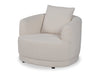 Fauteuil arrondi Moon de 35,8 po en tissu laineux blanc amande avec coussin décoratif