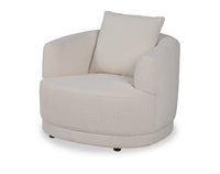  Fauteuil arrondi Moon de 35,8 po en tissu laineux blanc amande avec coussin décoratif