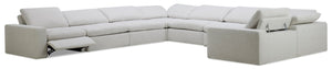 Sofa sectionnel à inclinaison électrique modulaire Sky 8 pièces en tissu avec coussins amovibles en duvet et plumes - blé Nathan