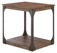  Table de bout industrielle Albany de 20 po en pin avec tablette - bourbon