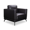 Fauteuil Melrose de 36,5 po en cuir véritable de qualité supérieure noir avec coussin de dossier amovible et pattes en métal