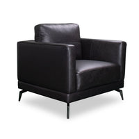  Fauteuil Melrose de 36,5 po en cuir véritable de qualité supérieure noir avec coussin de dossier amovible et pattes en métal